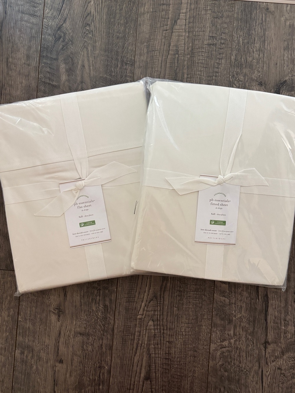 NEW Pottery Barn FULL PB Organic Cotton 300 Thread Flat & Full Sheets Ivory